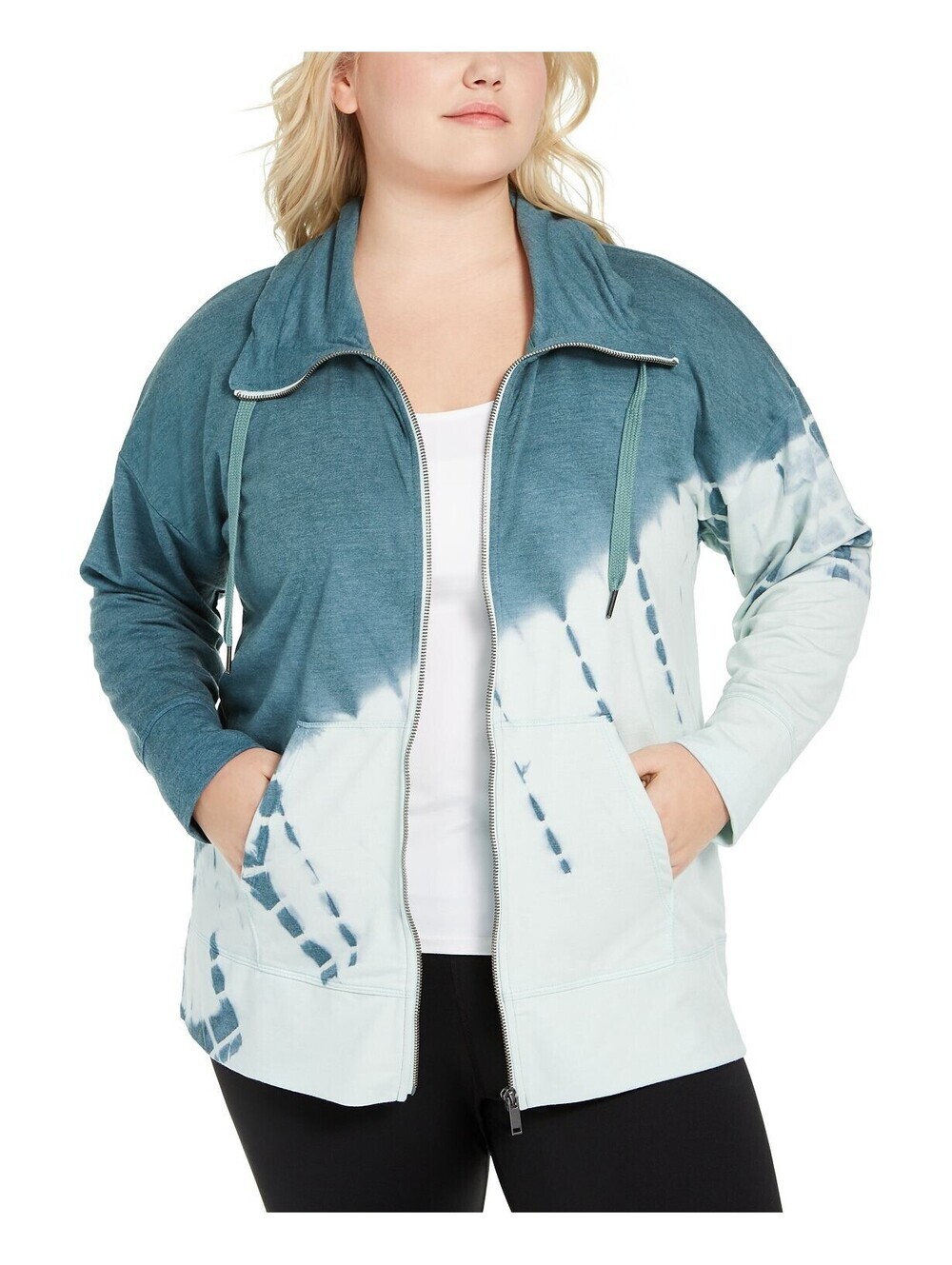 Ideology Womens Printed Zip-Front Jacket Size 1X